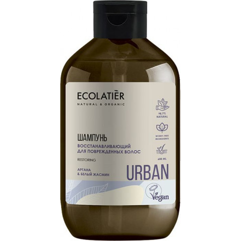 Шампунь восстанавливающий для поврежденных волос Ecolatier Urban Аргана & Белый жасмин 600 мл Шампунь восстанавливающий для поврежденных волос Ecolatier Urban Аргана & Белый жасмин 600 мл